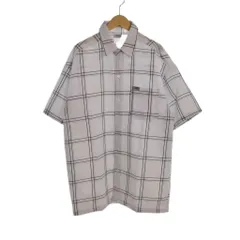 CALTOP キャルトップ シャツ 半袖 チェック柄 総柄 胸ポケット S 白 ホワイト 黒 ブラック