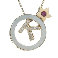 TAKE UP K18YG ネックレス シェル ルビー ダイヤモンド マルチWAY リバーシブル イニシャルK スター 45cm【新品仕上済】【zz】【中古】