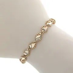 K18YG イエローゴールド ブレスレット リーフ 曲線 カーブ らせん スパイラル ボールチェーン 2連 18cm【新品仕上済】【zz】【中古】