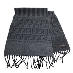 FENDI マフラー ズッカ柄 ストライプ グレー イタリア製 - メルカリ
