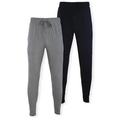ヘインズ レディース アンダーウェア ナイトウェア パンツ ジャージー Mens Hanes ModernFit Jersey Banded Bottom Pajama Pants Black Gray Heather ブラック