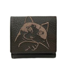 本革 シャム猫 にゃんこ 長財布 オコ顔 かわいい 本革 栃木レザー ねこ