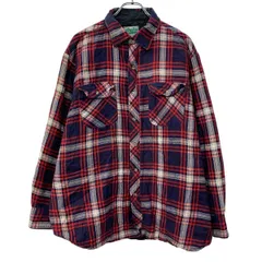 OUTDOOR EXCHANGE 長袖 シャツジャケット XL レッド ネイビー アウトドアエクスチェンジ ボタン 襟芯 チェック柄 秋物 a803-5859のサムネイル