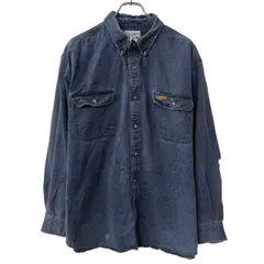 00s Carhartt 長袖 無地シャツ XL ネイビー カーハート ボタンダウン コットン 長袖シャツ 無地 シンプル トップス 春物 a803-5879