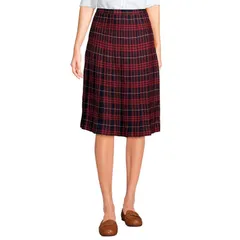 ランズエンド レディース ボトムスカート プリーツ ミディ Womens Lands End School Uniform Plaid Pleated Midi Skirt Navy Large Plaid ネイビー