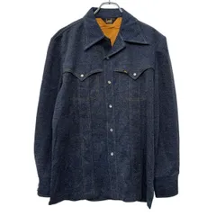 70s USA製 Lee 長袖 デニムシャツ L ブルーブラック リー スナップボタン 70年代 ウエスタンシャツ カジュアル 春秋物 a803-5917