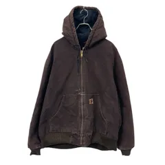 00s Carhartt アクティブジャケット 2XL ブラウン系 カーハート ジップアップ ビッグサイズ ダック地 フーディー アウター 冬物 a803-5941
