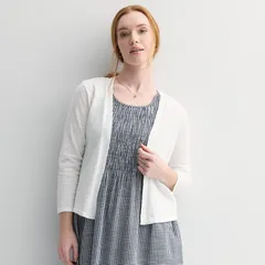 クロフト＆バロー レディース アウター ニット・セーター カーディガン Womens Croft Barrow Open FronthreeQuarter Sleeve Cardigan Bright White ホワイト