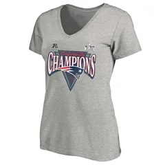 ファナティクス レディース トップス Tシャツ Vネック プラスサイズ Womens Fanatics Heather Gray New England Patriots 2025 AFChampions Plusize Hail Mary TriBlend