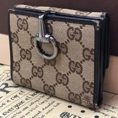 グッチ 折り財布 キャンバス GG ホースビット Wホック GB66