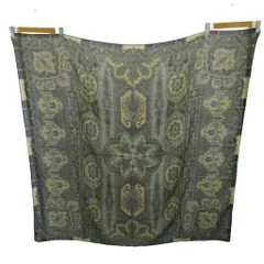 エトロ ETRO 美品 大判 スカーフ ペイズリー柄 ウール シルク混 イタリア製 グレー ベージュ 0207