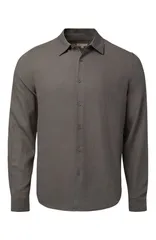 オニア メンズ トップス シャツ リネン Onia Standard Long Sleeve Linen Shirt Charcoal Gray チャコール