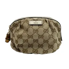 GUCCI グッチ GGキャンバス バンブー ポーチ 246175 ベージュ コスメポーチ 小物入れ キャンバス×レザー