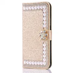 【数量限定】用 ケース 手帳型 おしゃれ パール お花 Pro ストーン デザイン かわいい きらきら 華やか 12 チャーム デコ 女子 女性向け きれい 優雅 12 カバー 横開き マグネット カード収納 スマホケース / ハンドメイド アィフォン 12