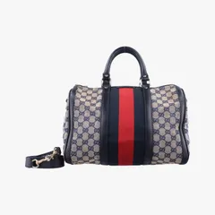グッチGucciシェリーライン ネイビー×レッド×ベージュ キャンバス×レザー 247205 C012130085