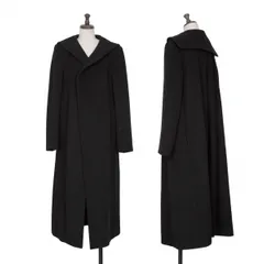 コムデギャルソンCOMME des GARCONS ウール裏花柄フックロングコート 黒M位のサムネイル