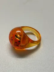 SN1396 琥珀？ アンバー風 てんとう虫 テントウムシ リング 指輪 サイズ13号 重量3g アンティーク