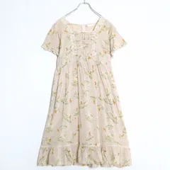 ピンクハウス★テディプリント♪綿ローン ピンタック クローバー ピコレース ワンピース ピンク系 z18683