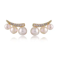【新着商品】ゆれる 18金つけっぱなし ピアス 可愛いパール 大人ジルコニア 銀の針 金属アレルギー対応 人気 レディース WICKM天然淡水真珠ピアス