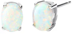 【新着商品】入学式 卒業式 誕生日 クリスマス 披露宴 オーバルカット 6x8mm 発表会プレゼント ジュエリー 上品 ジェムストーン 人工オパール 大人 誕生石 イヤリング アレルギー対応 スタッド 女性 オパール スターリングシルバー ギフト… Micho
