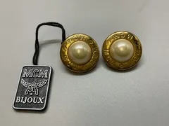 SN1398 MCM エムシーエム ヴィンテージ イヤリング プレート付 パール？ ゴールドカラー