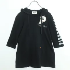 ピンクハウス★フード付パーカー ウサギワッペン 五分袖 マフポケット カットオフ加工 ブラック系 z18686