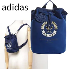 【 スポカジ | 超美品 | adidas / アディダス 】 ミニリュック エンブレム 刺繍 キャンパス ネイビー ブルー S0064