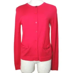 ポールスミス ブラック レーベル Paul Smith BLACK LABEL ニット カーディガン 長袖 ウール リボンポケット クルーネック M マゼンタ /X