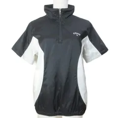 キャロウェイ CALLAWAY X SERIES 美品 ハーフジッププルオーバーシャツ ジャケット ゴルフウェア 防風 ハイネック ヘリンボーン 裏メッシュ ロゴ刺繡 M 黒 白 X