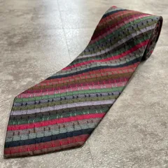 【ストライプ】レジメンタルストライプネクタイ シルク100% メンズ　日本製　マルチカラー　赤　レッド　緑　グリーン　ビジネス向け