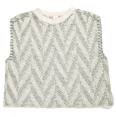 6 ROKU BEAUTY&YOUTH ロク ビューティーアンドユース 日本製 JACQUARD KNIT NO SLEEVE PULLOVER ジャガードニット ノースリーブプルオーバー 8618-299-0070 IVORY/GRAY セーター ベストのサムネイル