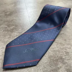 【ストライプ】レジメンタルストライプネクタイ メンズ　日本製　ドット　水玉　バイカラー　ネイビー　紺色　レッド　赤　最高配色　英字ロゴ入り　ビジネス向け