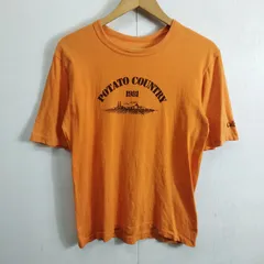 80s Calbee カルビー Tシャツ シングルステッチ ポテトチップス 企業 販促 古着 VINTAGE 企業 POTATO COUNTRY プリント オレンジ系 C490のサムネイル