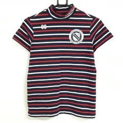 パーリーゲイツ 半袖ハイネックシャツ ネイビー×白×レッド ボーダー  レディース 1(M) ゴルフウェア PEARLY GATES