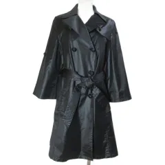 アンタイトル UNTITLED トレンチコート ロング ベルト付き 7分袖 ロールアップ袖 2 M相当 黒 ブラック /X