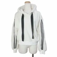 セシルマクビー CECIL McBEE ボアパーカー プルオーバー 長袖 ライン M 白 黒 /X