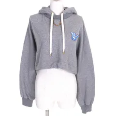極美品△LOUIS VUITTON ルイヴィトン 23SS 1AAOLZ LVフライトモード クロップド フーディー パーカー コットン100% ロゴチェーン ロゴワッペン グレー S イタリア製 正規品 レディースのサムネイル