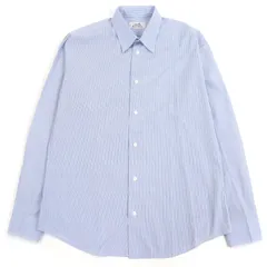 極美品□HERMES エルメス コットン100％ ストライプ柄 袖セリエボタン ロングスリーブ 長袖シャツ ビジネスシャツ ブルー 41 フランス製 メンズのサムネイル