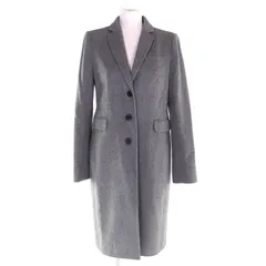 極美品△Aquascutum アクアスキュータム ウール カシミヤ 裏地ロゴ総柄 シングル チェスターコート グレー 8 日本製 正規品 レディース シンプルデザイン◎のサムネイル