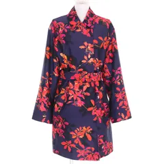 極美品△DRIES VAN NOTEN ドリスヴァンノッテン 19AW Floral Coat フローラルコート 花柄 ベルト付き シングルコート ランウェイ着用 コート ネイビー レッド系 38 正規品 レディースのサムネイル