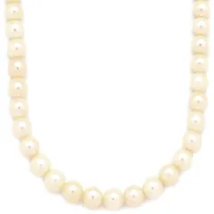 ネックレス パール 7.0mm パールホワイト あこや アコヤ 真珠 silver シルバー 1連 ラウンド セミラウンド 【中古】