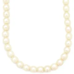 ネックレス パール 7.5-8.0mm パールホワイト あこや アコヤ 真珠 silver シルバー 1連 ラウンド セミラウンド 【中古】