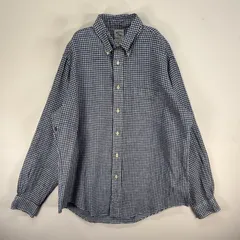 古着 ブルックスブラザーズ Brooks Brothers 長袖シャツ リネン ボタンダウン REGENT L  ブルー系 チェック メンズ