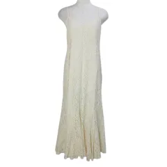 LILLIAN CARAT リリアンカラット 美品 レースキャミソールワンピース ロング フレア フリーサイズ アイボリー /X