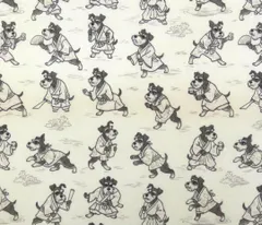 【ゆきちゃん限定】X2750 ミニチュアシュナウザー 鳥獣戯画風 キナリ コットン生地 1m