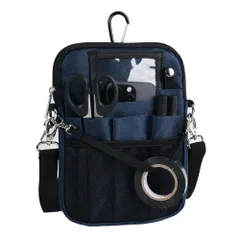 [CARRY ALL BEFORE ONE] 多機能 ウエストポーチ ナースポーチ ウエストバッグ 仕事用 12ポケット 3way マチ付き 文具 工具 小物入れ 作業用 看護 介護 保育 腰袋 ベルト付き 撥水 防傷 [ネイビー(胸ポケットペンケースなし)]