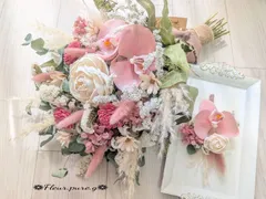 ✿❁春の温もり❁ウェディングブーケ❁✿ドライフラワーブーケ✴前撮り✴結婚式✴ウェディングフォト✴ブートニアセット❁