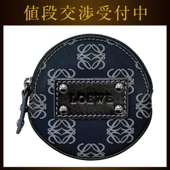 ロエベ コインケース ネイビー アナグラム 美品 小銭入れ PVC レザー