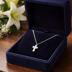 サンプル&見本品 ) クロス型 ホワイトジルコニア シルバー925 ネックレス