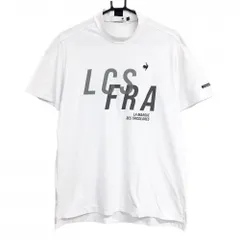 ルコックゴルフ 半袖ハイネックシャツ 白×グレー フロント英字  メンズ LL ゴルフウェア le coq sportif